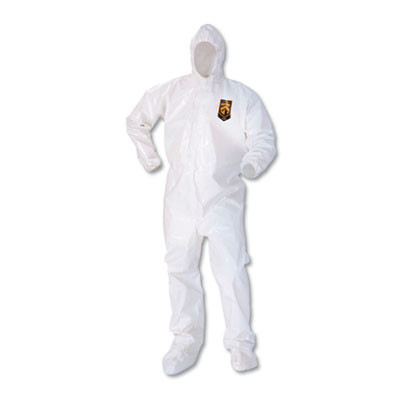 A80 Elastic-Cuff Hood And Boot Coveralls, X-Large, White, 12/Carton