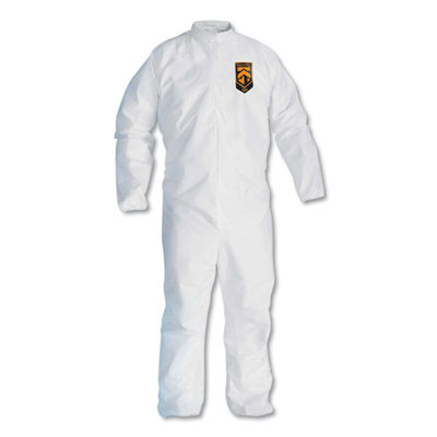 A30 Elastic-Back Coveralls, Open Wrist And Ankles, 1" Flap, White, 2X-Large, 25/Carton