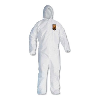 A30 Elastic-Back And Cuff Hooded Coveralls, X-Large, White, 25/Carton