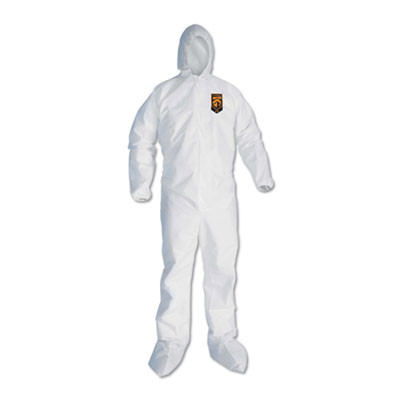 A30 Elastic Back And Cuff Hooded/Boots Coveralls, 3Xl, White 21/Carton