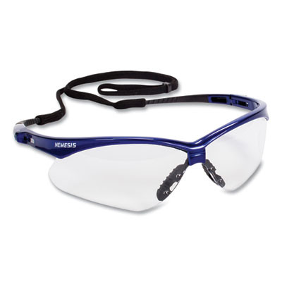 Nemesis Safety Glasses, Metallic Blue Half Frame, Clear Dual Lens, 12/Box