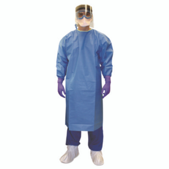 Pure A7 Certified Liquid Barrier Gown, 2X-Large, Blue, 10/Carton