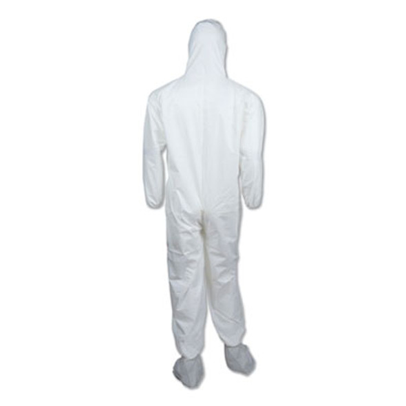 A45 Liquid/Particle Protection Surface Prep/Paint Coveralls, Hood, Elastic Wrist/Ankles, Boots, 4Xl, White, 25/Carton