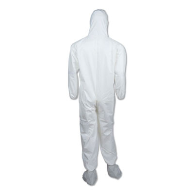 A45 Liquid/Particle Protection Surface Prep/Paint Coveralls, Hood, Elastic Wrist/Ankles, Boots, 4Xl, White, 25/Carton