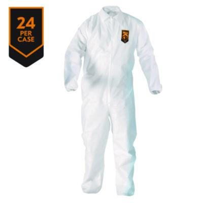 A20 Breathable Particle Protection Coveralls, Zip Front, Elastic Back, Wrists, Ankles, Large, White, 24/Carton