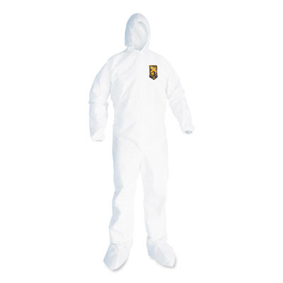 A20 Breathable Particle Protection Coveralls, Elastic Back, Hood And Boots, Large, White, 24/Carton