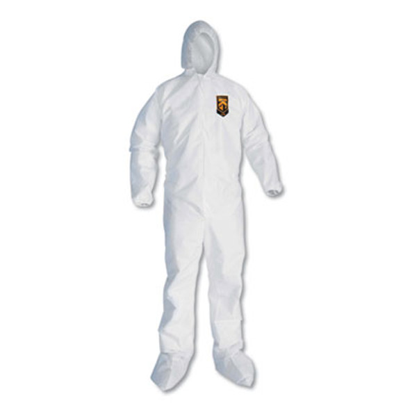 A20 Elastic Back And Ankle Hood And Boot Coveralls, X-Large, White, 24/Carton