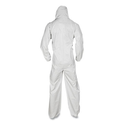 A20 Breathable Particle Protection Coveralls, Elastic Back, Hood And Boots, 4X-Large, White, 20/Carton