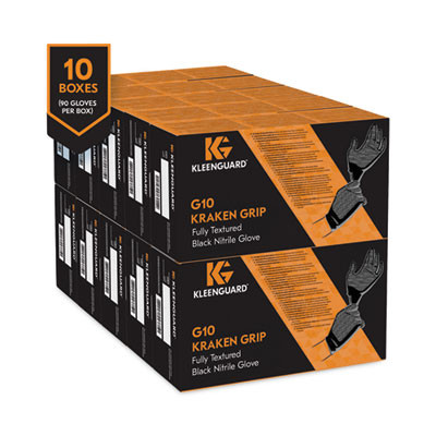 G10 Kraken Grip Nitrile Gloves, Powder-Free, X-Large, 6 Mil Thick, 9.5" Long, Black, 90/Box, 10 Boxes/Carton