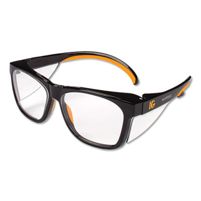 Maverick Safety Glasses, Black/Orange Full Frame, Clear Dual Lens, 12/Box