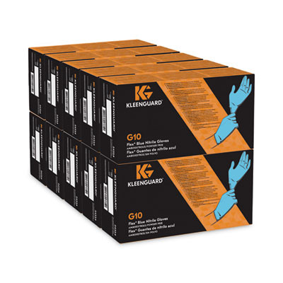 G10 Flex Blue Nitrile Gloves, Powder-Free, Large, 3 Mil Thick, 9.5" Long, Blue, 100/Box, 10 Boxes/Carton