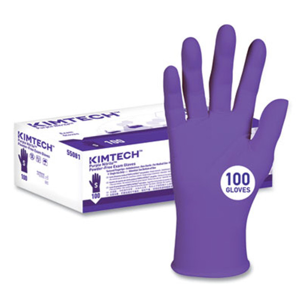 Purple Nitrile Exam Gloves, Powder-Free, Small, 6 Mil Thick, 9.5" Long, Purple, 100/Box