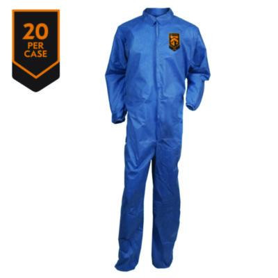 A20 Breathable Particle Protection Coveralls, Zip Front, Elastic Back, Wrists, Ankles, 3X-Large, Blue, 20/Carton