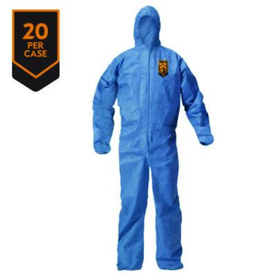 A20 Breathable Particle Protection Coveralls, Zip Front, Hood, Elastic Back, Wrists, Ankles, 3X-Large, Blue, 20/Carton