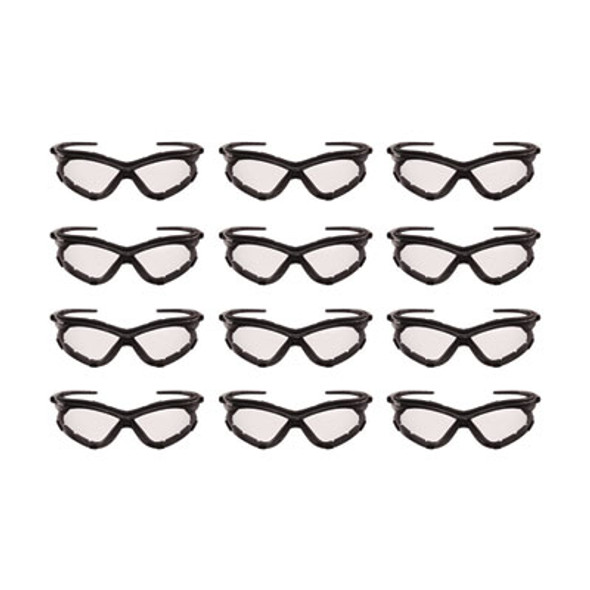 V30 Nemesi Foam Safety Glasses, Black Nylon Frame, Clear Polycarbonate Lens, 12/Carton