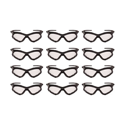 V30 Nemesis Foam Safety Glasses, Black Half Frame, Clear Dual Lens, 12/Carton