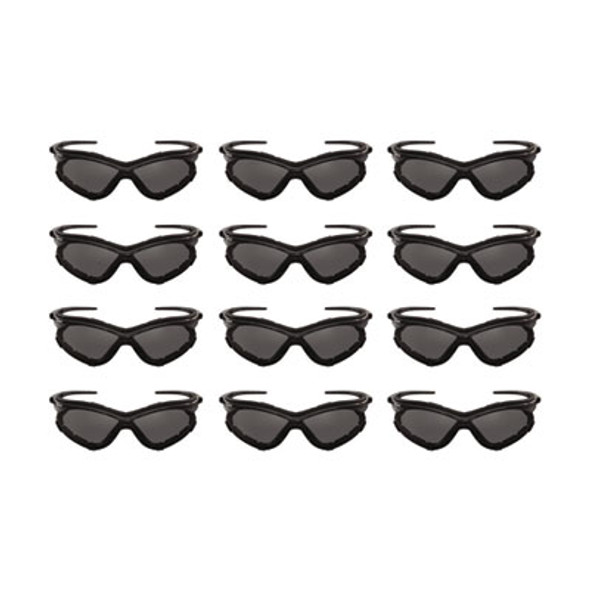 V30 Nemesis Foam Safety Glasses, Black Nylon Frame, Smoke Polycarbonate Lens, 12/Carton