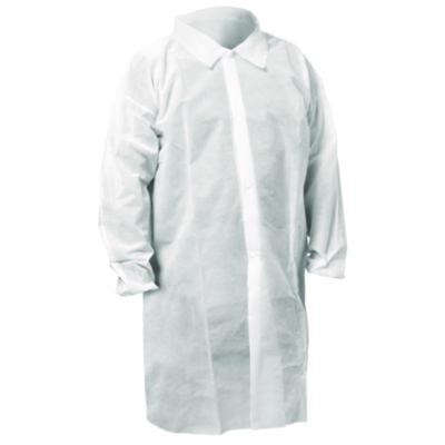 Kga10 Standard Weight Lab Coat For Non-Hazardous Particulate Protection, Large, White, 50/Carton