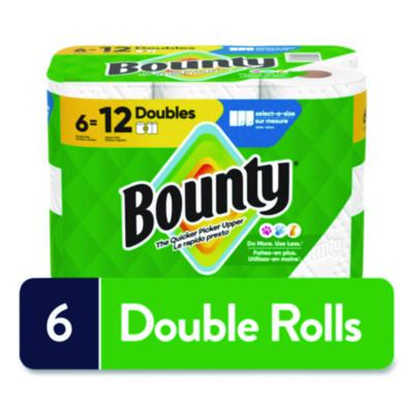 Select-a-Size Kitchen Roll Paper Towels, 2-Ply, 6 x 11, White, 82 Sheets/Double Roll, 6 Rolls/Carton
