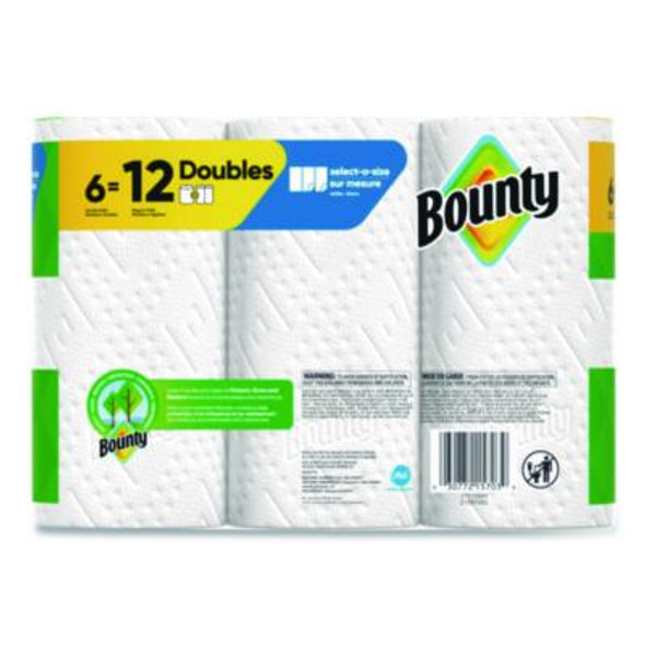 Select-a-Size Kitchen Roll Paper Towels, 2-Ply, White, 10.2 x 11, 75 Sheets/Roll, 6 Triple Rolls/Pack