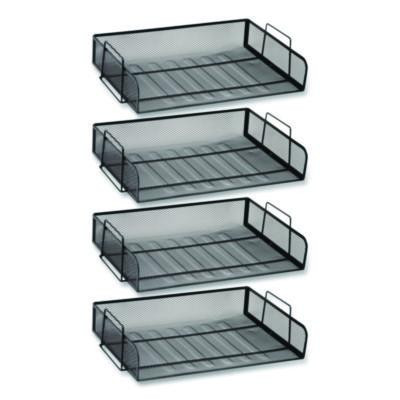 Stackable Paper Desk Tray Organizer, Letter Size, 9.75 x 14 x 3.25, Black, 4/Pack