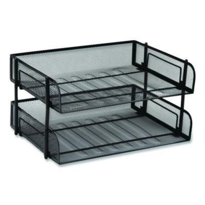 Stackable Paper Desk Tray Organizer, Letter Size, 10 x 13.5 x 2.5, Black, 2/Pack