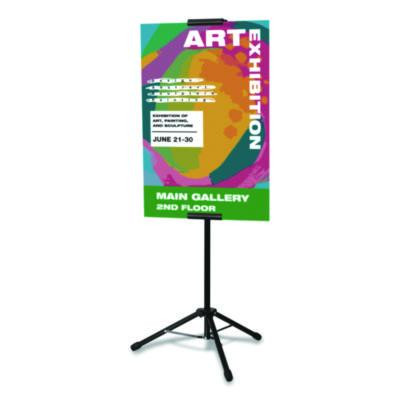 Blank Floor Sign Stand, Holds Posters Up To 77", 26" To 86" Tall, Black Stand, White Face