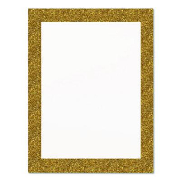 Glitter Poster Board, 22" x 28", Heavyweight, White With Gold Border, 25/Pack