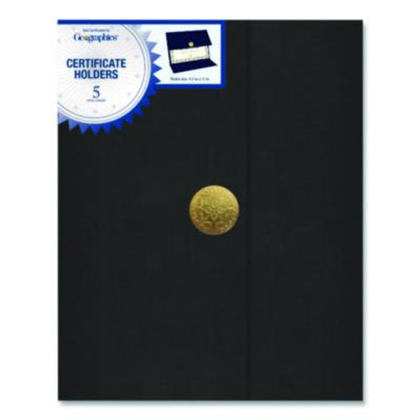 Tri-Fold Certificate Holder, 9.2 x 12.5, Black, 5/Pack