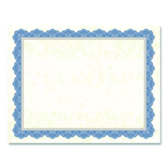 Award Certificates, 8.5 x 11, Natural With Braided Blue/Silver Border, 15/Pack