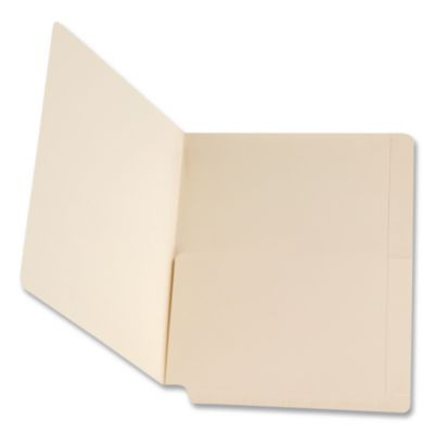 Manila End Tab Pocket Folder, Right Pocket, Straight Tabs, Letter Size, Manila, 50/Box