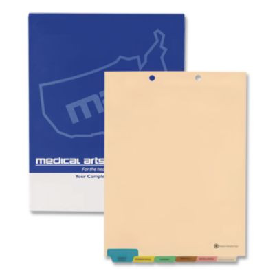 6-Tab Medical Chart Indexes, Bottom Tab, Assorted Medical, Manila, 65/Box