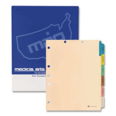 6-Tab Medical Chart Indexes, Side Tab, Assorted Medical, Manila, 65/Box