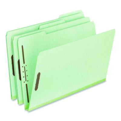 Colored Pressboard Top Tab Fastener Folders, 1/3-Cut Tab: Assorted, Expands 1", 2 Fasteners, Legal Size, Light Green, 25/Box