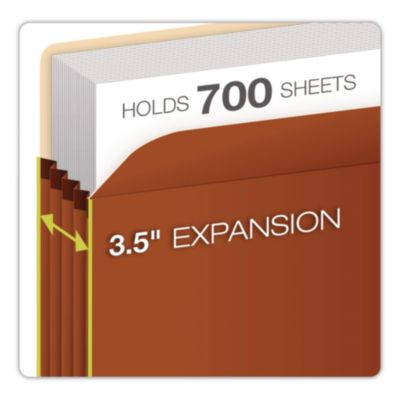 End Tab File Pocket, 3.5" Expansion, Letter Size, Redrope, 10/Box