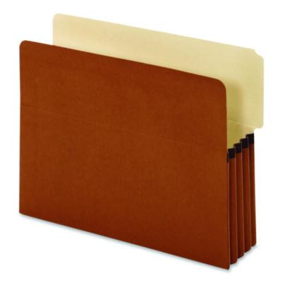 End Tab File Pocket, 3.5" Expansion, Letter Size, Redrope, 10/Box
