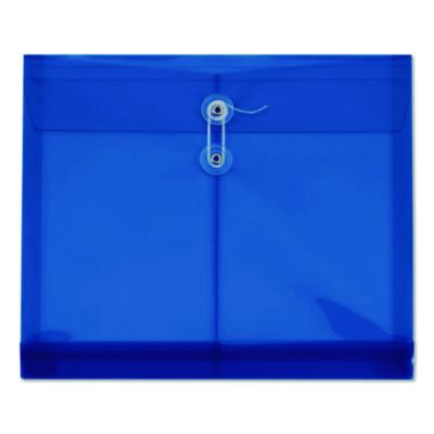 Poly Document File, String And Button Closure, 10 x 13, Blue, 5/Pack