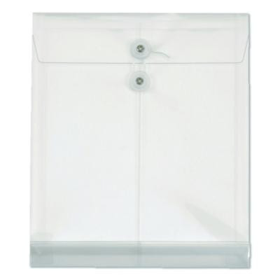 Poly Document File, String And Button Closure, 9.75" w, Clear, 5/Pack