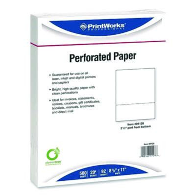 Perforated Paper, 92 Bright, Perforated 3.5" From Bottom, 8.5 x 11, White, 500 Sheets/Ream, 5 Reams/Carton