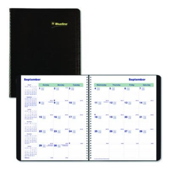 Plan And Link Monthly Planner, 9.25 x 7.25, Black Distressed Faux Leather Cover, 16-Month: Sept 2024 To Dec 2025