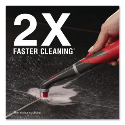 Multi-Purpose Cordless Battery Power Scrubber, Red/White Nylon Bristles, 12.68" Brush, 7" Red/Black Handle