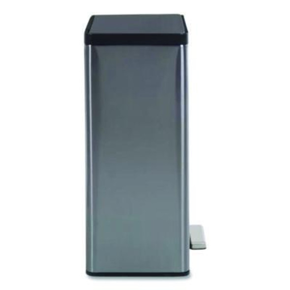 Elite Step-On Trash Can, 12 Gal, Metal, Charcoal Stainless Steel/Black