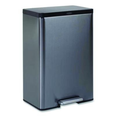 Elite Step-On Trash Can, 12 Gal, Metal, Charcoal Stainless Steel/Black