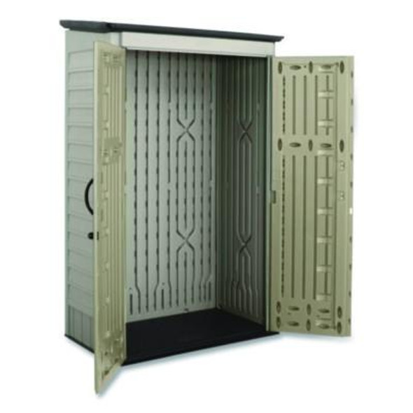 Vertical Storage Shed, 53 Cu Ft, 2.5 Ft x 4 Ft x 7 Ft, Sandstone/Faint Maple