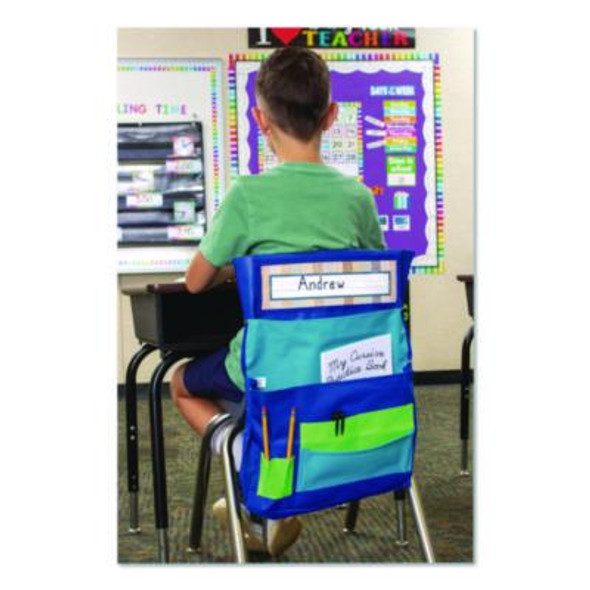 Chair Pocket, 15.5 x 18, Canvas, Blue/Teal/Lime