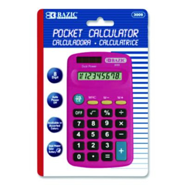 Dual Power Pocket Size Calculator, 8-Digit, Lcd
