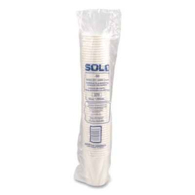 Paper Hot Cups, 10 Oz, White, 50/Pack