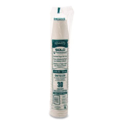 Thermoguard Paper Hot Cup, 12 Oz, White, 30/Pack