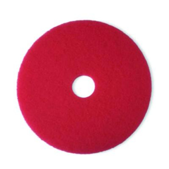 Low-Speed Buffer Floor Pads 5100, 15" Diameter, Red, 5/Carton