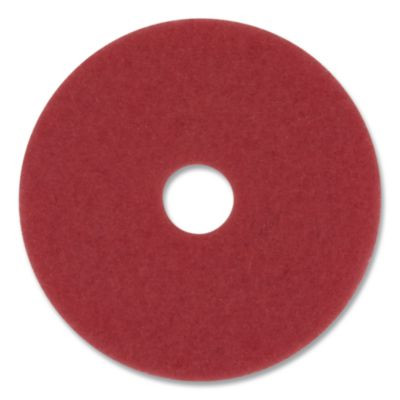 Low-Speed Buffer 5100 Floor Pads, 15" Diameter, Red, 5/Carton
